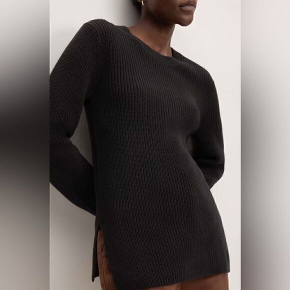 NWT Everlane The Organic Cotton Slim Crew Sweater in Black Size S - Picture 12 of 13